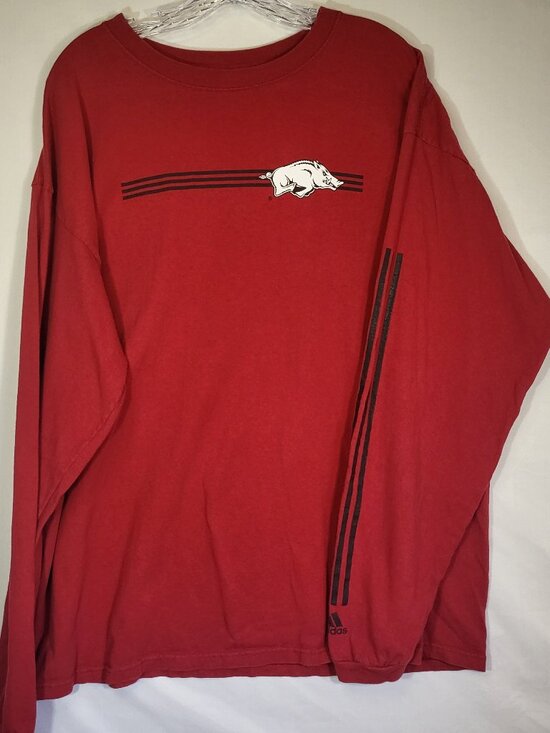 adidas Tops - Adidas Vintage Y2K Woman's Arkansas Razorback Long Sleeve T Shirt Size XL Red